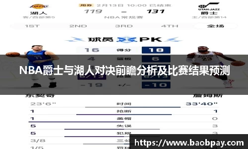 NBA爵士与湖人对决前瞻分析及比赛结果预测